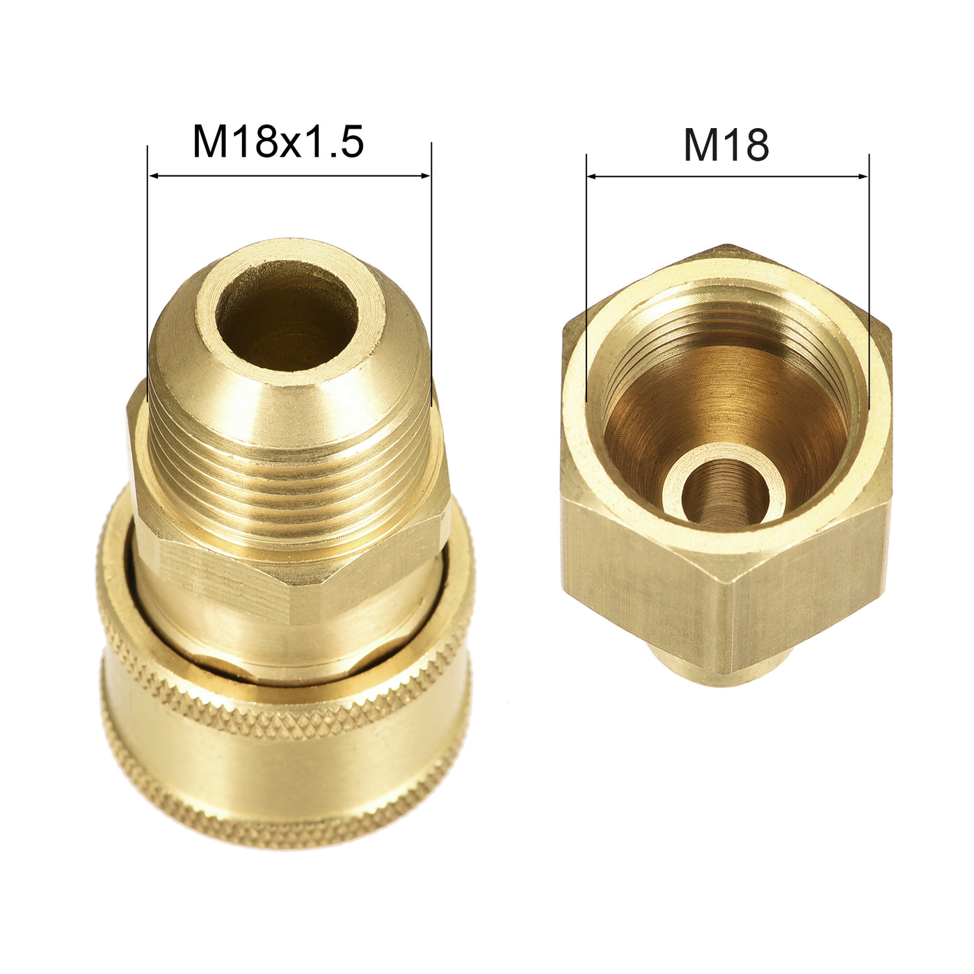 uxcell Uxcell Brass Quick Connect Set M18x1.5 Male & M18 Female Thread 2 Sets