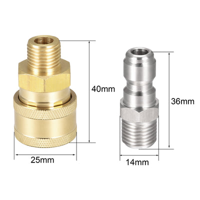 Harfington Uxcell Brass Quick Connect Set Fittings G1/4 Male Thread 2 Sets