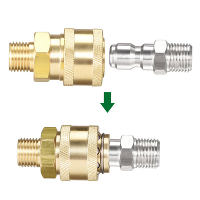 Harfington Uxcell Brass Quick Connect Set Fittings G1/4 Male Thread 2 Sets