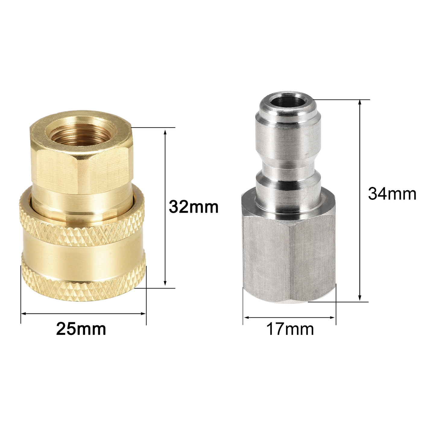 uxcell Uxcell Brass Quick Connectors Set Fittings G1/4 Female Thread
