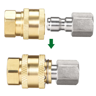 Harfington Uxcell Brass Quick Connectors Set Fittings G1/4 Female Thread