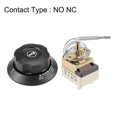 Harfington Uxcell 1NO 1NC 250V 16A 50-300C Temperature Control Switch Capillary Thermostat for Oven Refrigerator Heater, with 2 Screws&3 Crimp Terminals