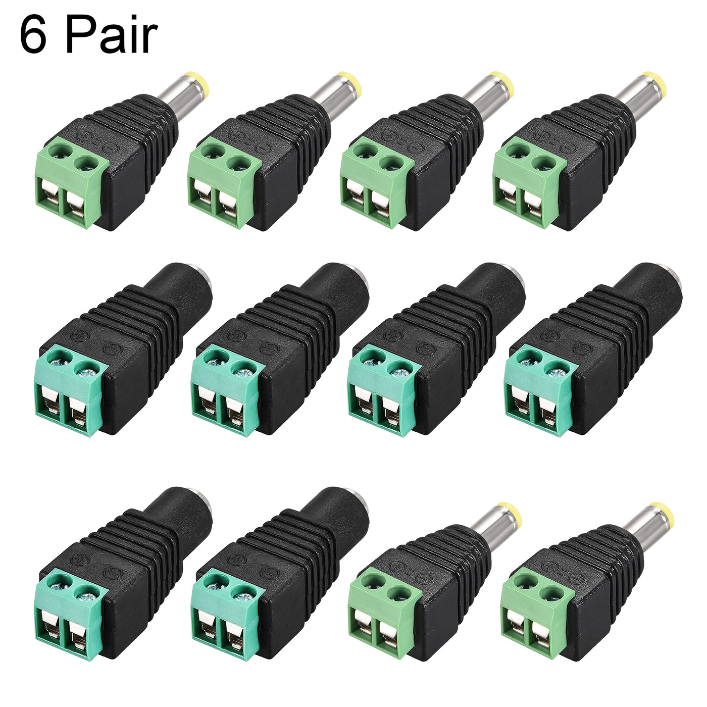 uxcell Uxcell 6Pair 5.5x2.1mm DC Power Jack Plug Adapter Connector for LED Strip CCTV Camera Cable Wire Ends