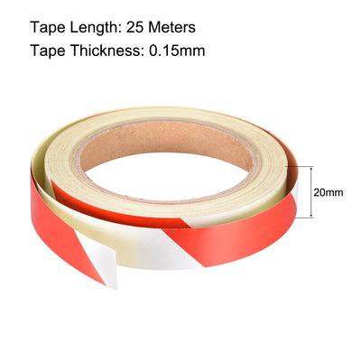 Harfington Uxcell Reflective Tape Red White, 20mm x 25m, Outdoor Waterproof Warning Tape For Bikes, RV, and Boat Striping Marking
