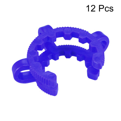 Harfington Uxcell Lab Joint Clip Plastic Clamp Mounting Clips for 14/20 or 14/35 Glass Taper Joints Laboratory Connector Blue 12Pcs
