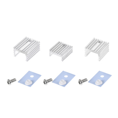Harfington Uxcell 20x15x10mm, 17x15x10mm, 16x15x7mm, TO-220 Aluminum Heatsink Kit for Cooling Transistor Diodes
