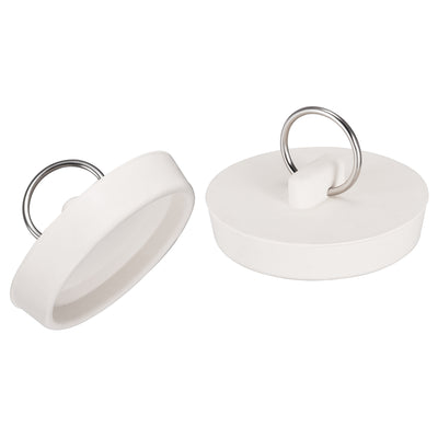 uxcell Uxcell Rubber Sink Plug, Drain Stopper White Fit 48-49.5mm with Hanging Ring for Bathtub Kitchen and Bathroom 2pcs