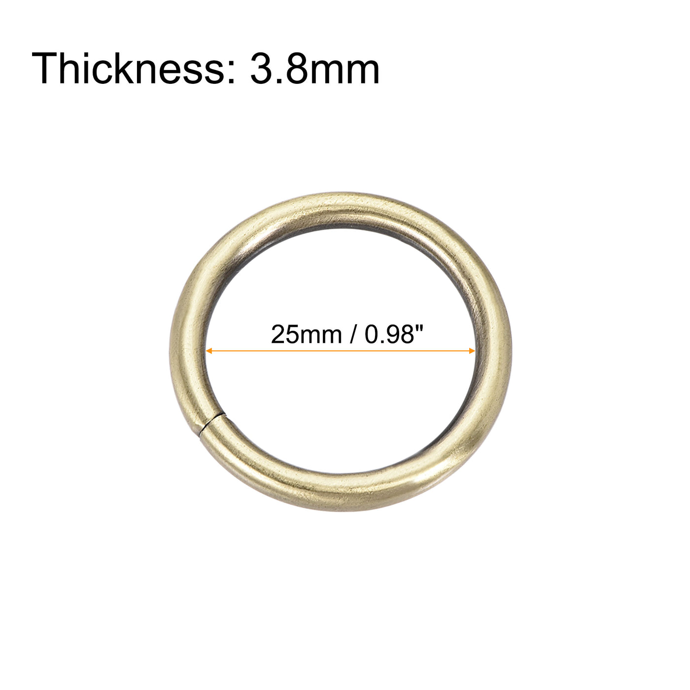 uxcell Uxcell Metal O Ring 25mm ID 3.8mm Thickness Non-Welded Rings Bronze Tone 10pcs