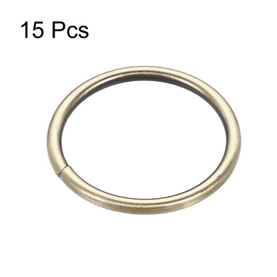Harfington Uxcell Metal O Ring 38mm ID 3.8mm Thickness Non-Welded Rings Bronze Tone 15pcs