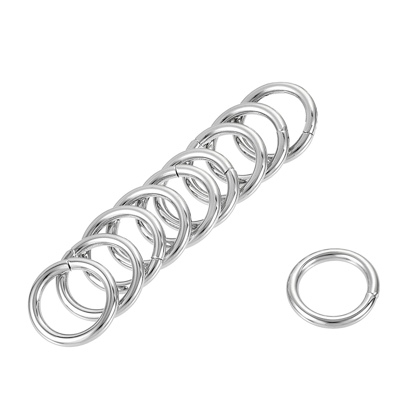 uxcell Uxcell Metal O Ring 20mm(0.79") ID 3.8mm Thickness Non-Welded Rings Silver Tone 15pcs