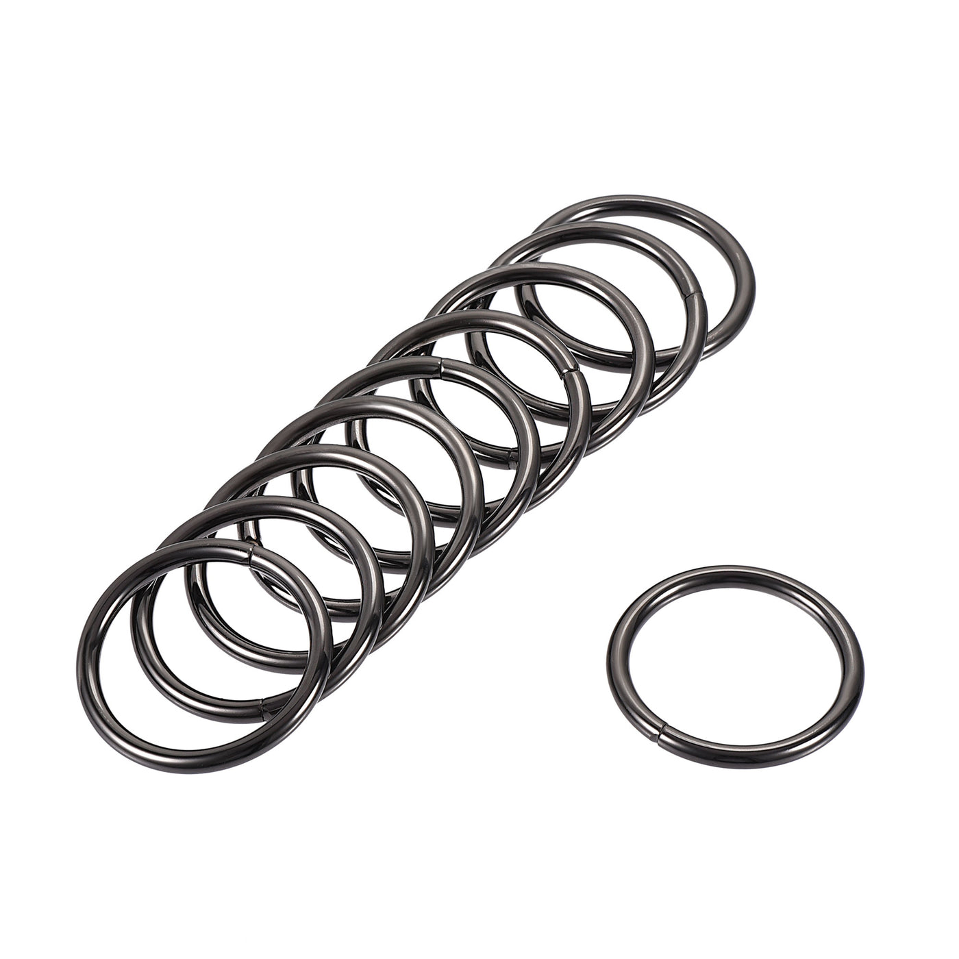 uxcell Uxcell Metal O Ring 32mm(1.26") ID 3.8mm Thickness Non-Welded Rings Black 15pcs