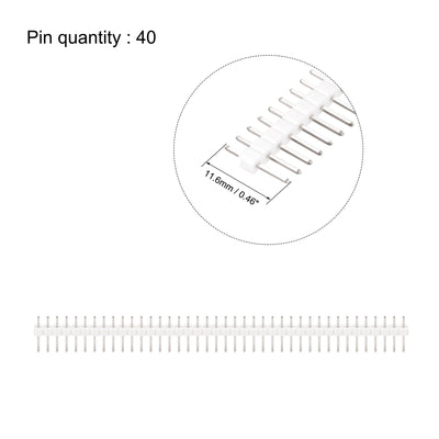 Harfington Uxcell 10pcs Male Pin Header,40 Pin 2.54mm Straight Single Row PCB Pin Strip,White