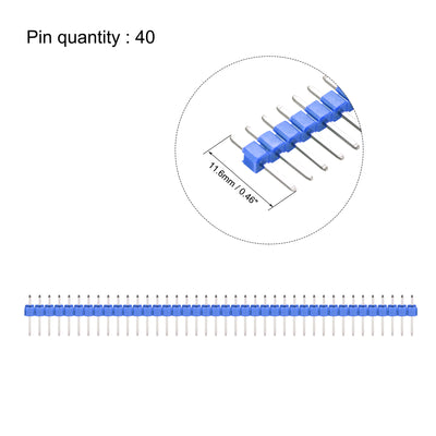 Harfington Uxcell 10pcs Male Pin Header,40 Pin 2.54mm Straight Single Row PCB Pin Strip,Blue