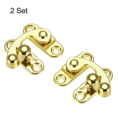 Harfington Uxcell Decorative Antique Right and Left Latch Hook Hasp Swing Arm Latch Gold Tone 2 Set