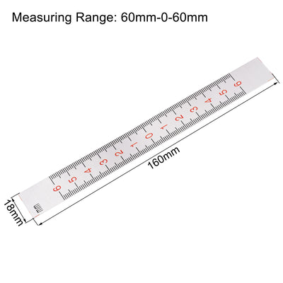 Harfington Uxcell Center Finding Ruler 60mm-0-60mm Table Sticky Adhesive Tape Measure, Aluminum Track Ruler with Holes, (from the middle).