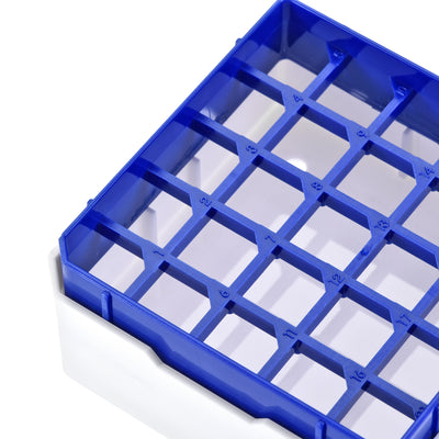 Harfington Uxcell Freezer Tube Box 25 Places Polypropylene Holder Rack for 1.8/2ml Microcentrifuge Tubes, Blue