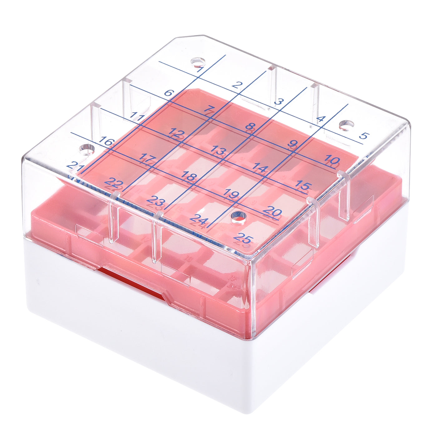 uxcell Uxcell Freezer Tube Box 25 Places Polypropylene Holder Rack for 1.8/2ml Microcentrifuge Tubes, Red 4Pcs