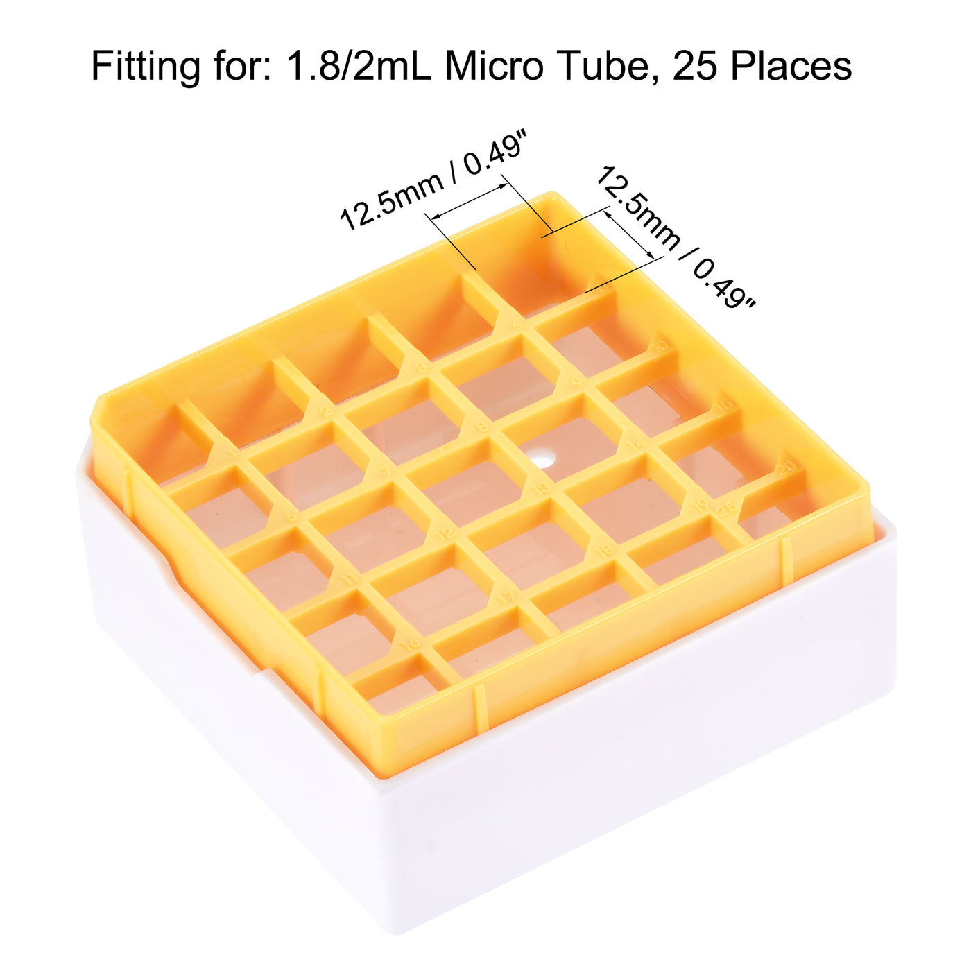 uxcell Uxcell Freezer Tube Box 25 Places Polypropylene Holder Rack for 1.8/2ml Microcentrifuge Tubes, Yellow 4Pcs