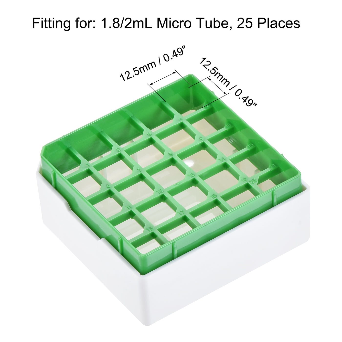 uxcell Uxcell Freezer Tube Box 25 Places Polypropylene Holder Rack for 1.8/2ml Microcentrifuge Tubes, Green