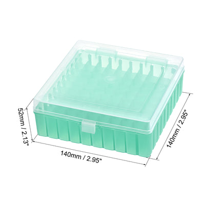 Harfington Uxcell Freezer Tube Box 100 Places Polypropylene Plastic Lockable Holder Rack for 1.5/1.8/2ml Microcentrifuge Tubes, Green