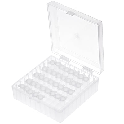 Harfington Uxcell Freezer Tube Box 100 Places Polypropylene Plastic Lockable Holder Rack for 1.5/1.8/2ml Microcentrifuge Tubes, White