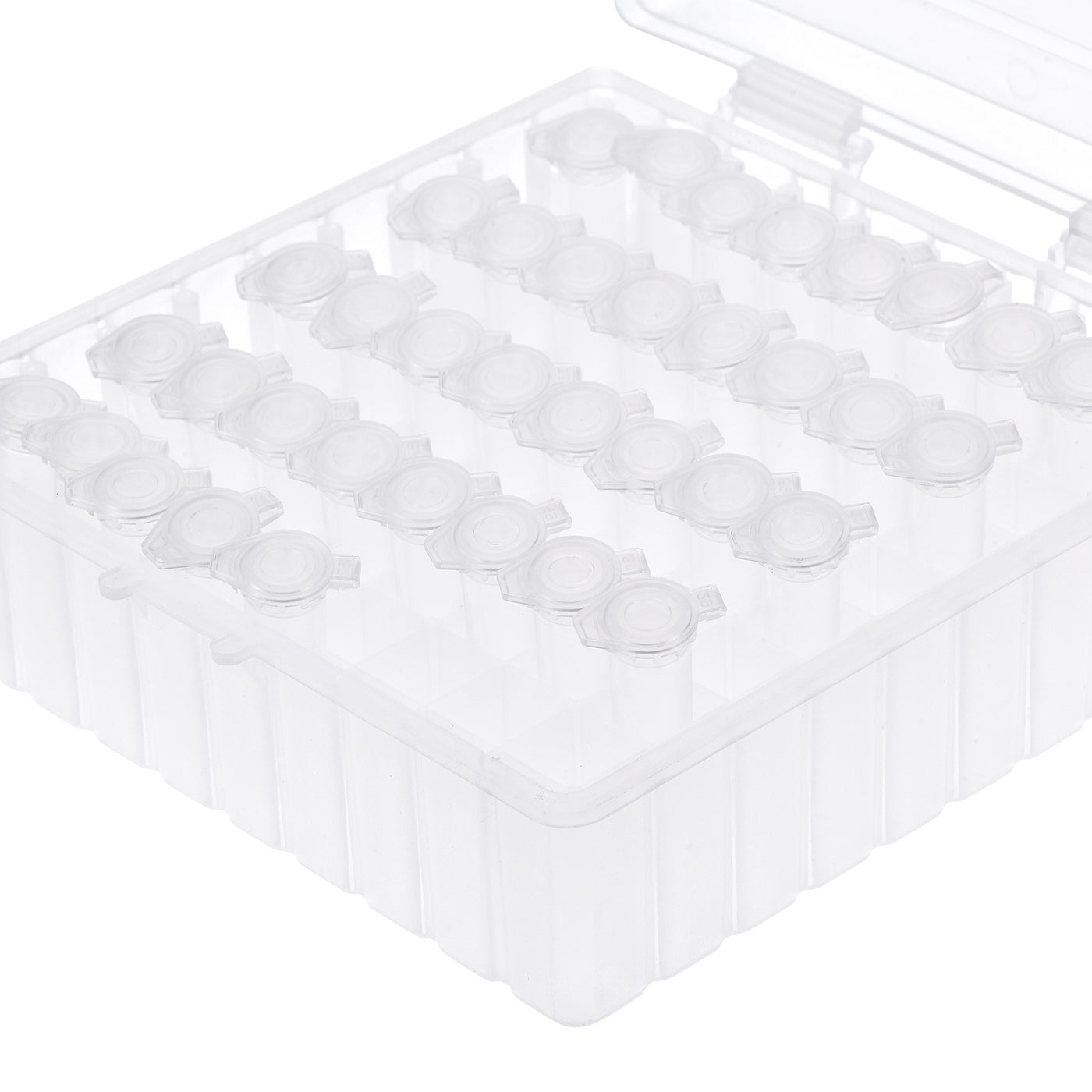 uxcell Uxcell Freezer Tube Box 100 Places Polypropylene Plastic Lockable Holder Rack for 1.5/1.8/2ml Microcentrifuge Tubes, White