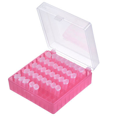 Harfington Uxcell Freezer Tube Box 100 Places Polypropylene Plastic Lockable Holder Rack for 1.5/1.8/2ml Microcentrifuge Tubes, Red