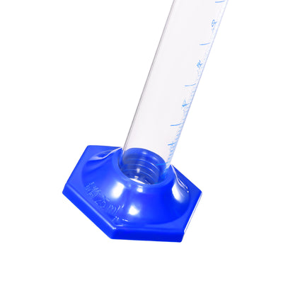 Harfington Uxcell Borosilicate Glass Graduated Cylinder, 25ml Measuring Cylinder, Blue Hex Base