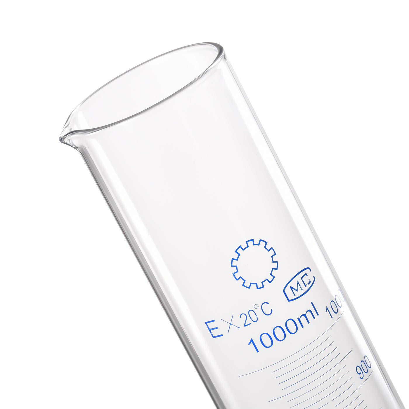 uxcell Uxcell Borosilicate Glass Graduated Cylinder, 1000ml Measuring Cylinder, Blue Hex Base