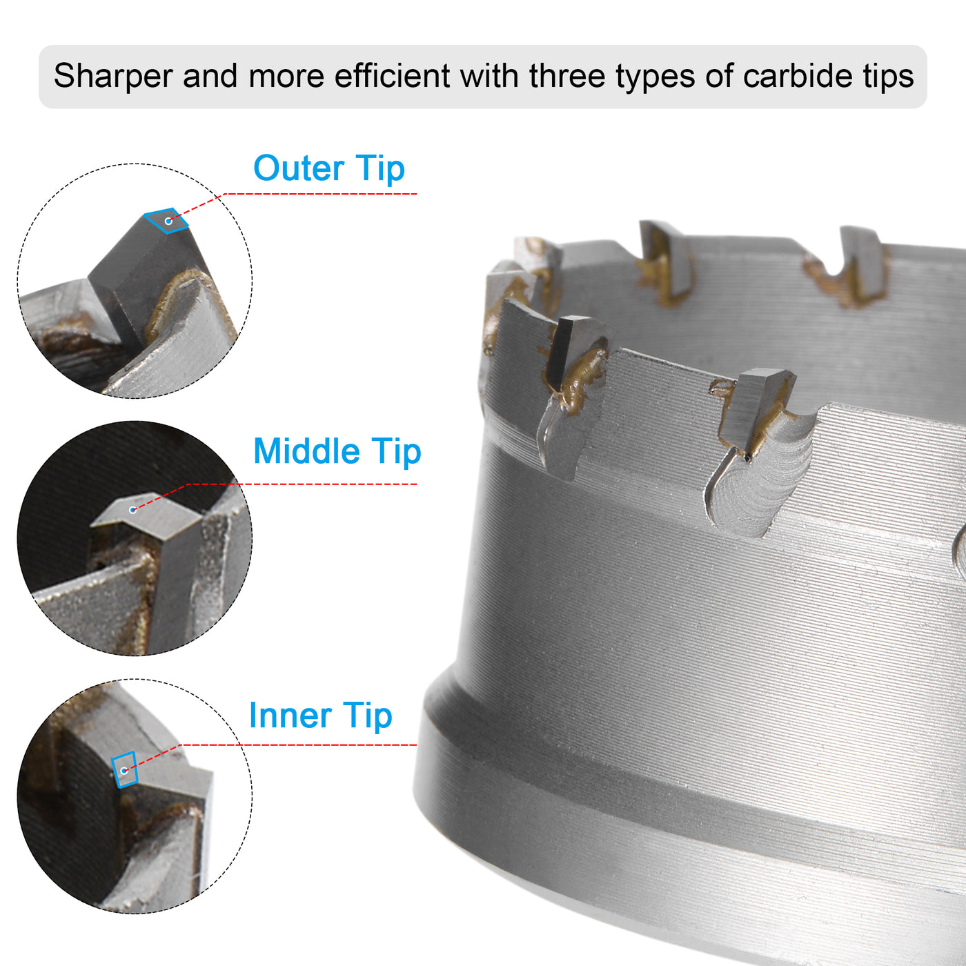 uxcell Uxcell Carbide Hole Cutter Hole Saws for Stainless Steel with Center Drill Cutting Tool