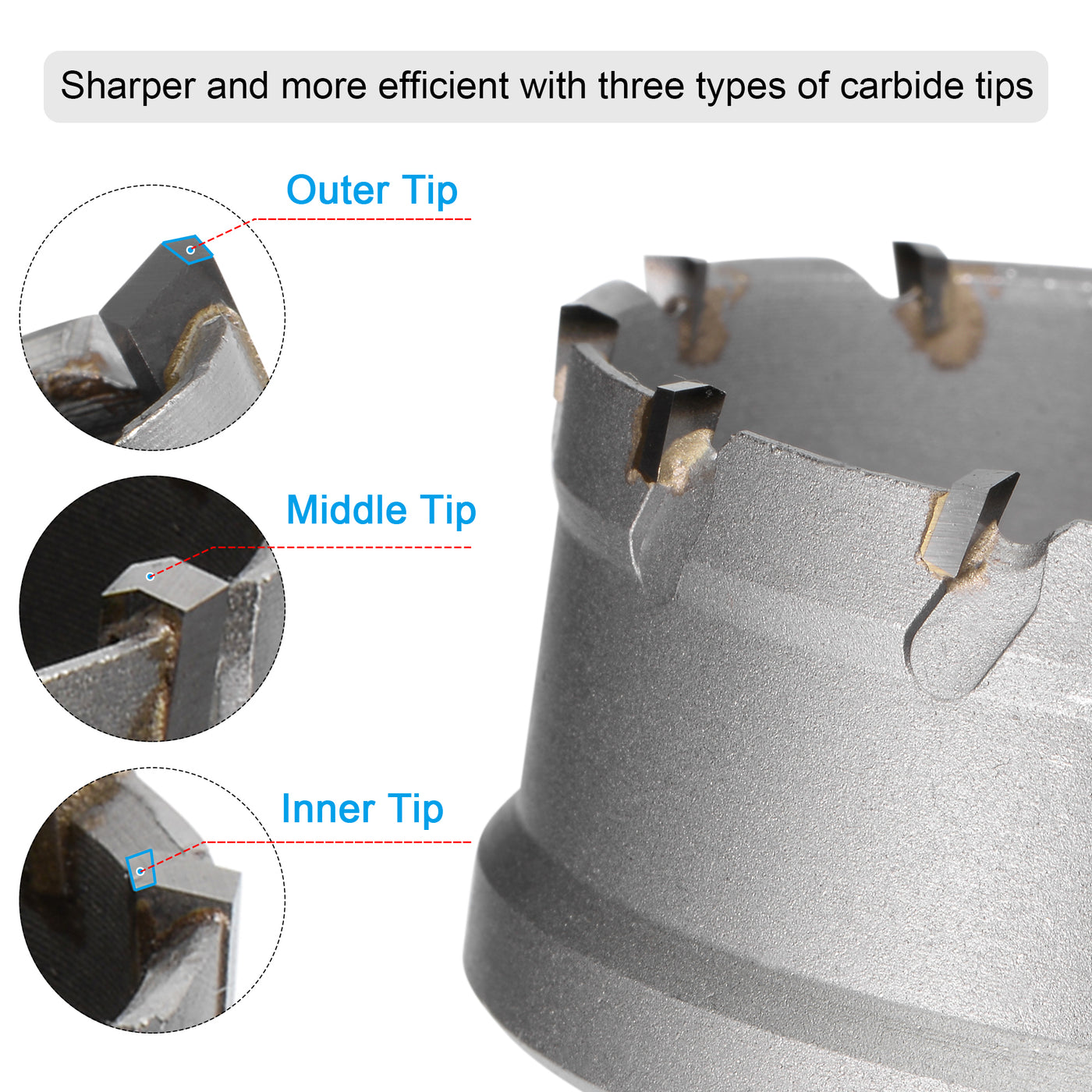 uxcell Uxcell Carbide Hole Cutter Hole Saws for Stainless Steel with Center Drill Cutting Tool