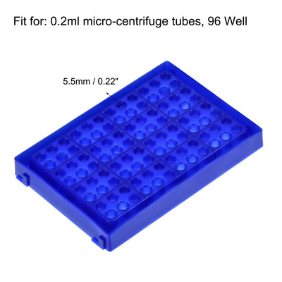 Harfington Uxcell Centrifuge Tube Freezer Storage Box 96-Well PP Holder Blue for 0.2ml Tubes