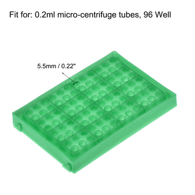 Harfington Uxcell Centrifuge Tube Freezer Storage Box 96-Well PP Holder Green for 0.2ml Tubes