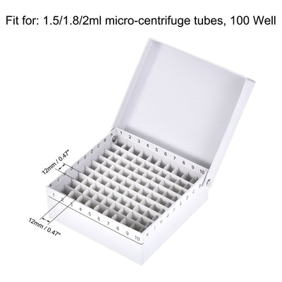 Harfington Uxcell Centrifuge Tube Holder 100-Well Waterproof Cardboard White for 1.5/1.8/2ml Tubes