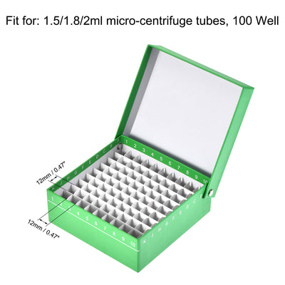 Harfington Uxcell Centrifuge Tube Green 100-Well Waterproof Cardboard Holder for 1.5/1.8/2ml Tubes