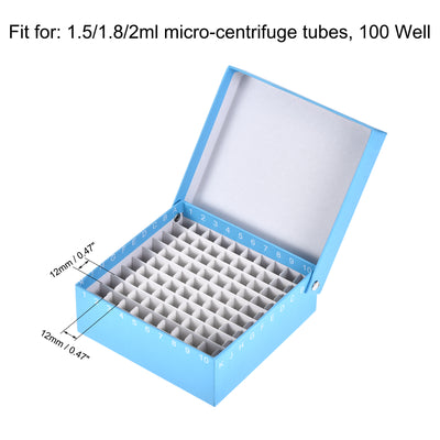 Harfington Uxcell Freezer Tube Box 100 Places Rack for 1.5/1.8/2ml Microcentrifuge Tubes 6in1 Set