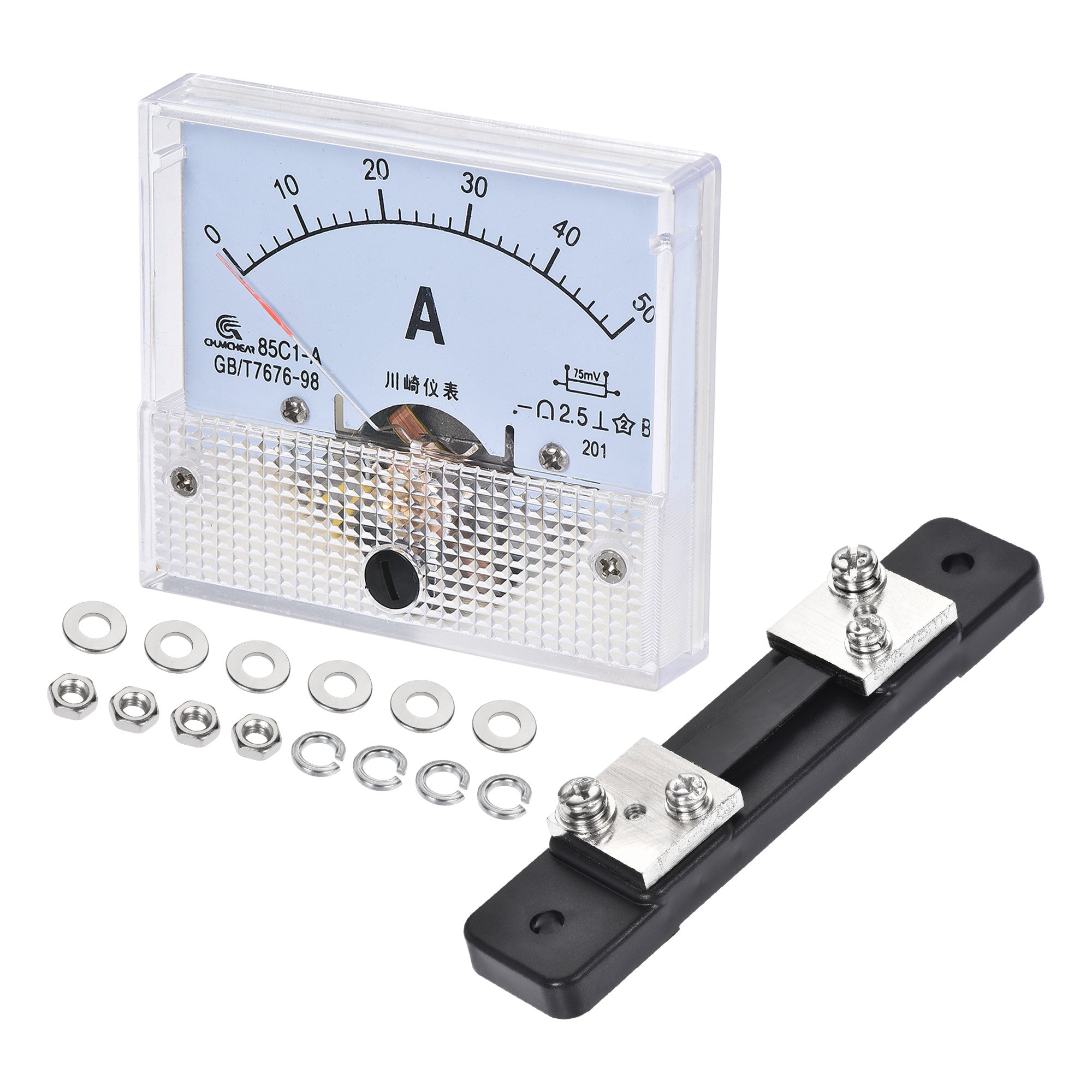 Uxcell Analog Current Panel Meter DC 0-50A 91C4 With 75mV Shunt For Circuit Testing Ampere Tester Gauge 1 Set - View #7