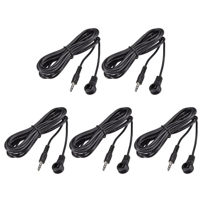 Harfington Uxcell IR Infrared Receiver Extender Cable 3.5mm Jack 9.8FT Long 26FT Receiving Distance Black Flat Head 5pcs