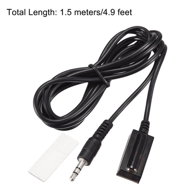 Harfington Uxcell IR Infrared Receiver Extender Cable 3.5mm Jack 4.9FT Long 26FT Receiving Distance Black Square Head