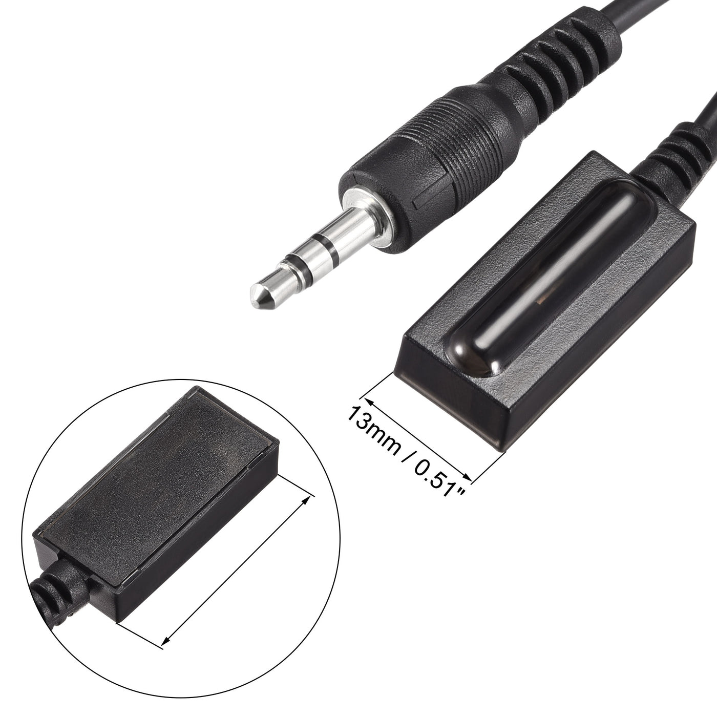 uxcell Uxcell IR Infrared Receiver Extender Cable 3.5mm Jack 4.9FT Long 26FT Receiving Distance Black Square Head 2pcs