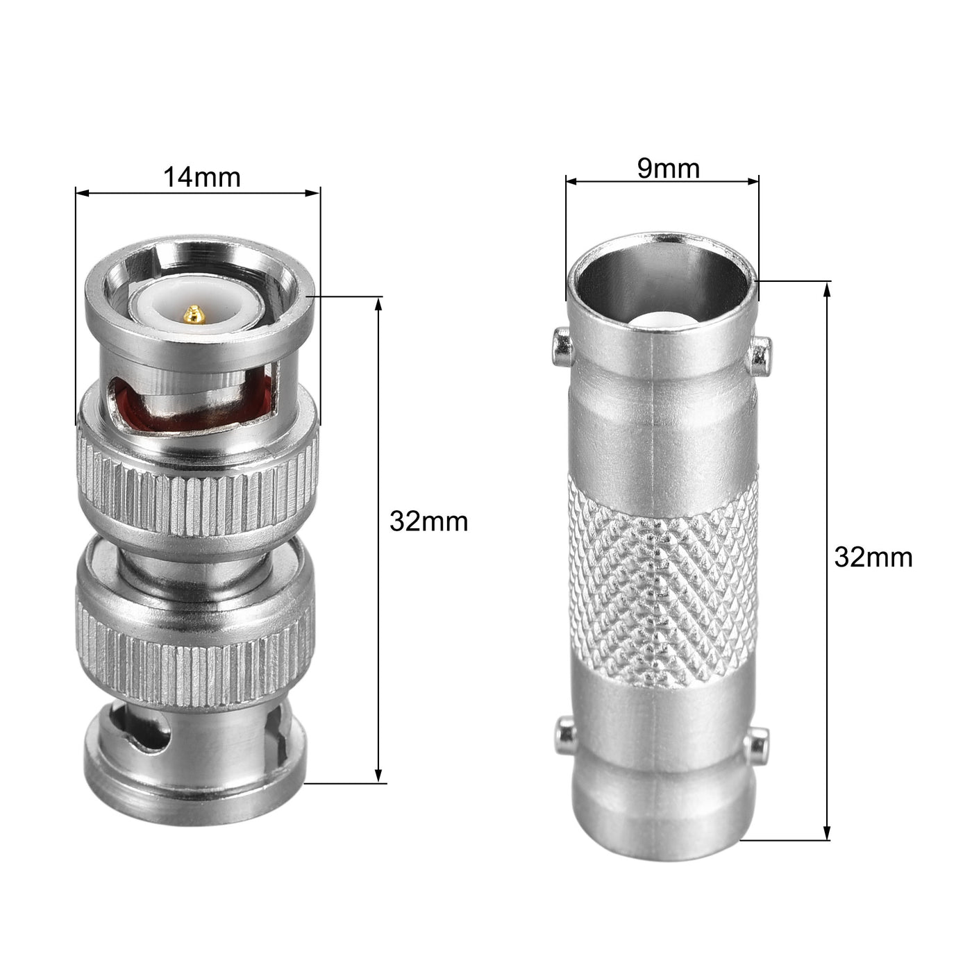 uxcell Uxcell BNC Male Female Jack Adapter Set RF Coaxial Connector for CCTV, Male-Male 5pcs & Female-Female 5pcs