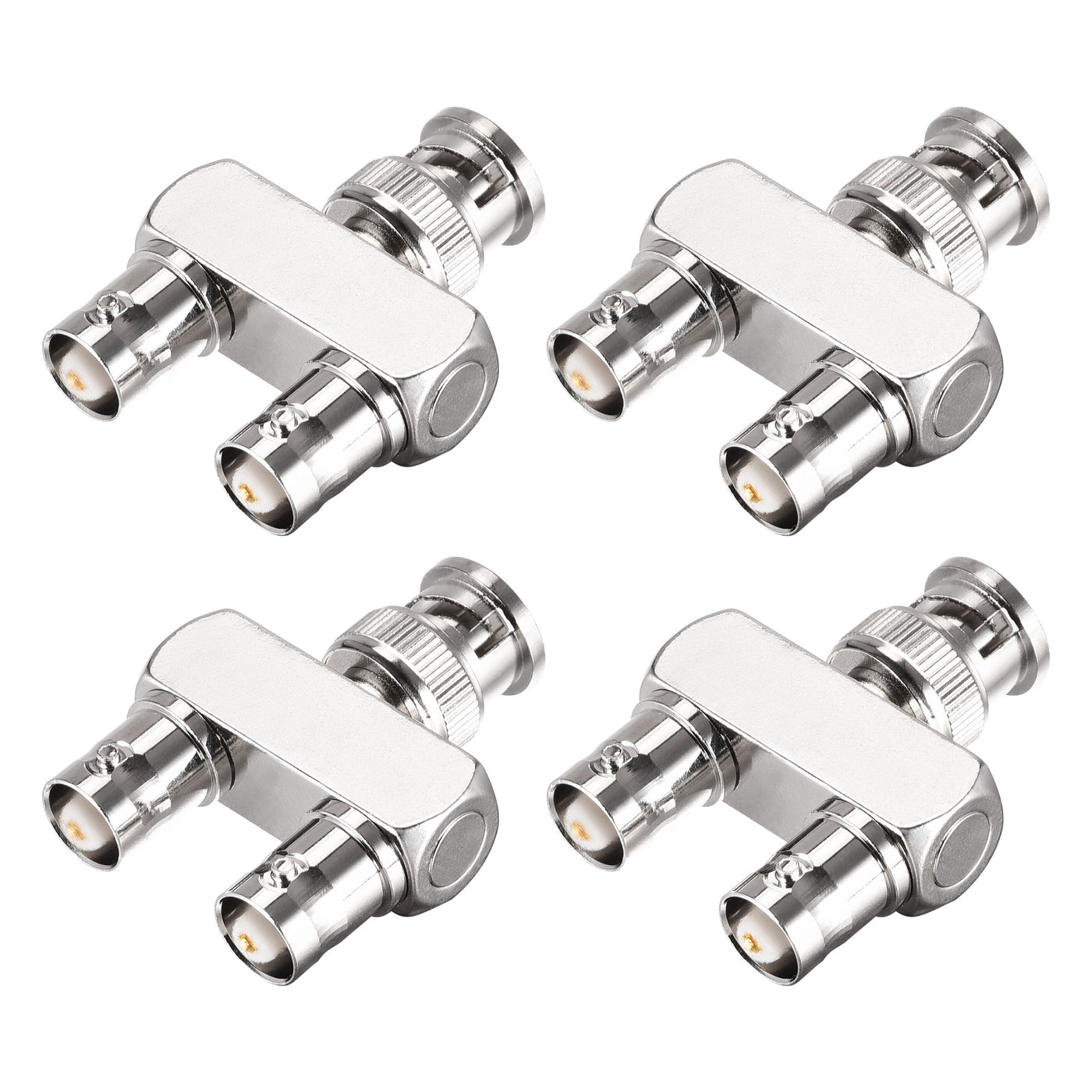 uxcell Uxcell BNC Y Splitter 1 Male Jack to 2 Female Adapter 3 Way RF Coaxial Connector for CCTV Camera, 4pcs
