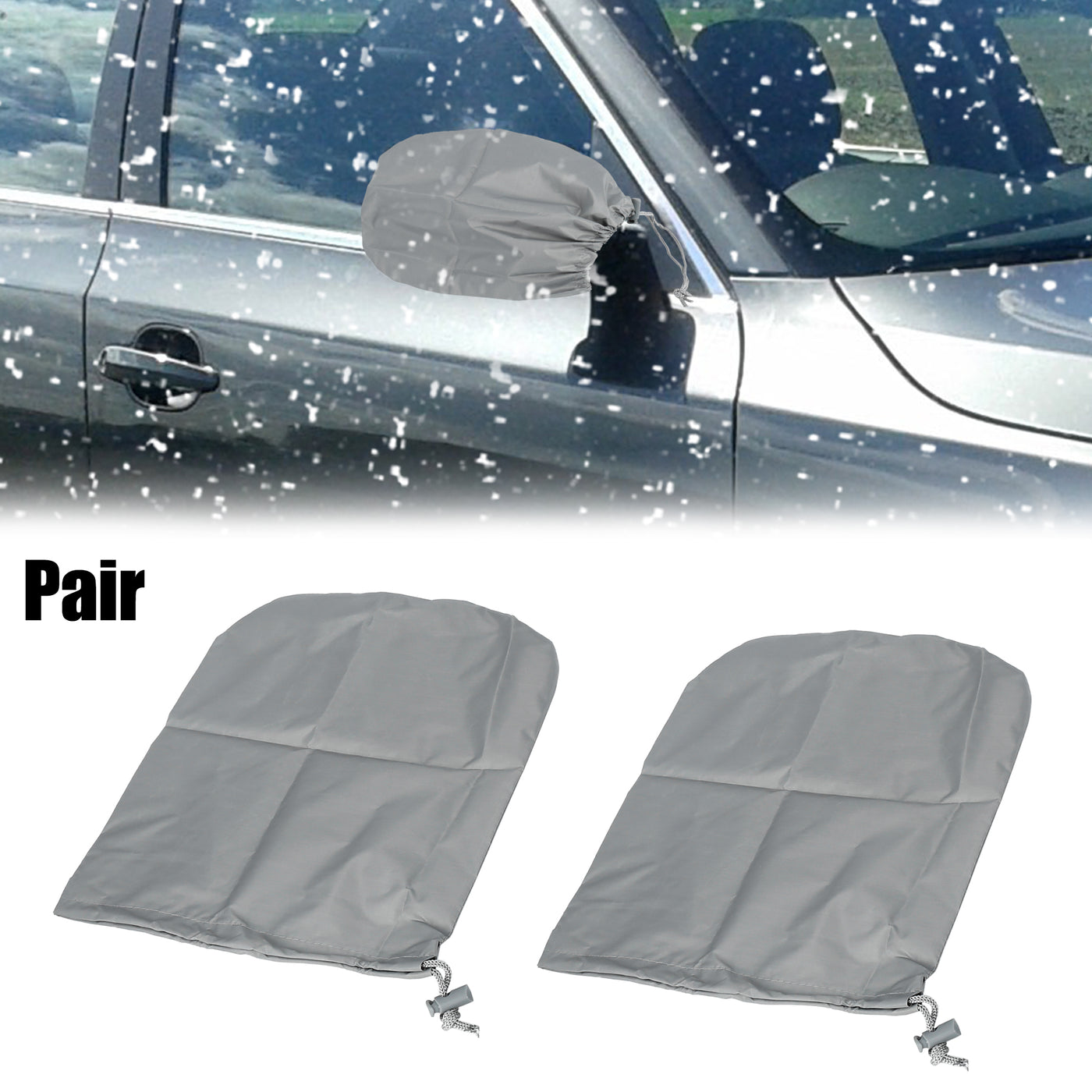 X AUTOHAUX Pair Durable Gray Rear Side View Mirror Cover Bag Accessories for Car Vehicle