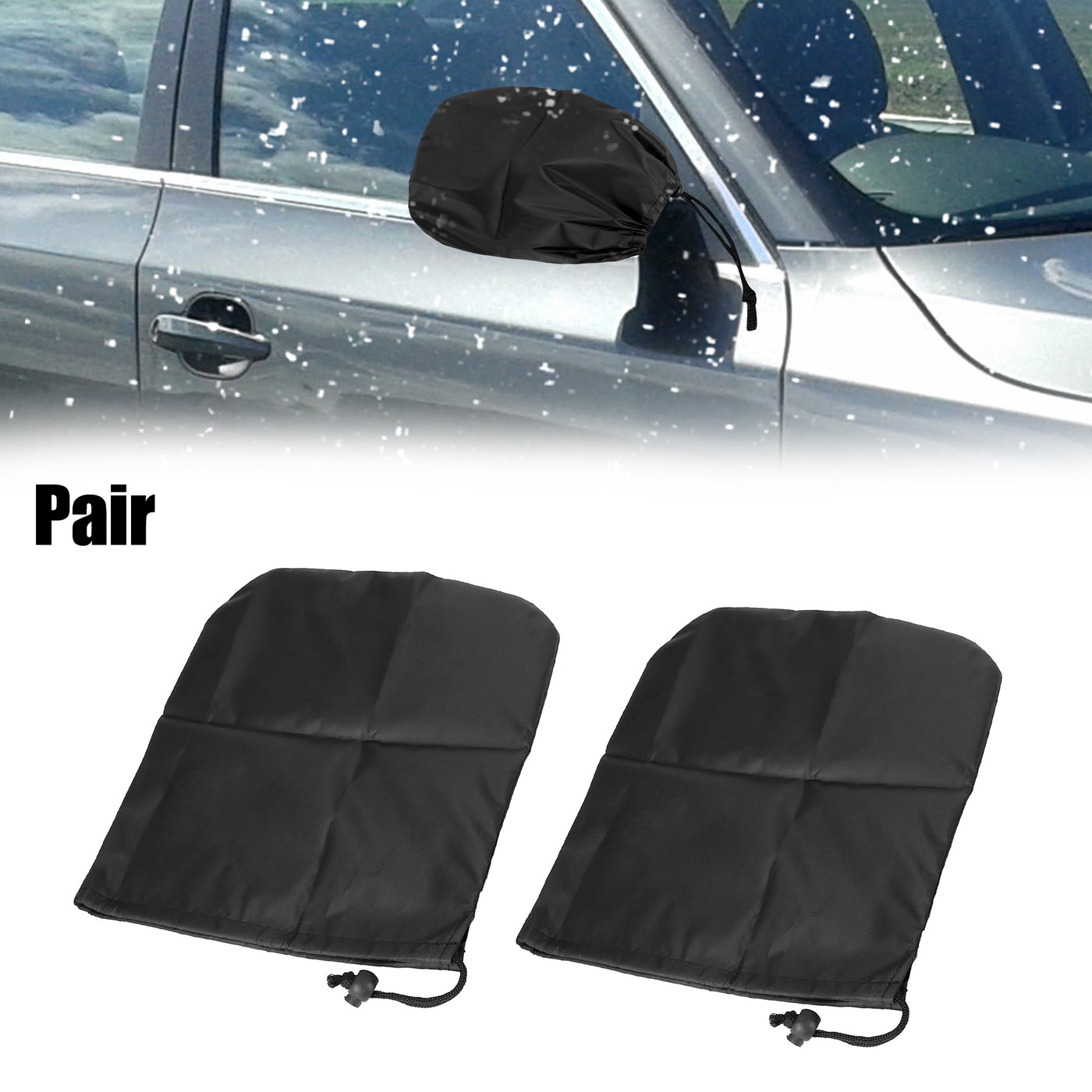 X AUTOHAUX Pair Durable Black Rear Side View Mirror Cover Bag Accessories for Car Vehicle