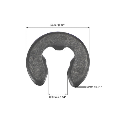 Harfington Uxcell E-Clip Circlip 3mm External Retaining Shaft Ring Carbon Steel Black 30pcs