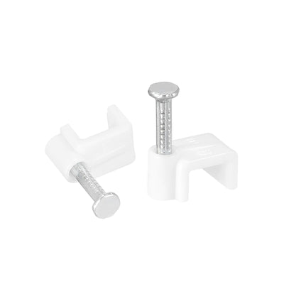 Harfington Uxcell Strengthened Flat Cable Clips with Single Steel Nail 8mm White 100pcs