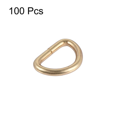 Harfington Uxcell Metal D Ring 0.39"(10mm) D-Rings Buckle for Hardware Bags Belts Craft DIY Accessories Gold Tone 100pcs