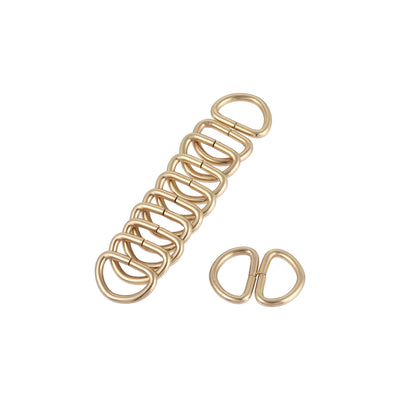 Harfington Uxcell Metal D Ring 0.39"(10mm) D-Rings Buckle for Hardware Bags Belts Craft DIY Accessories Gold Tone 100pcs