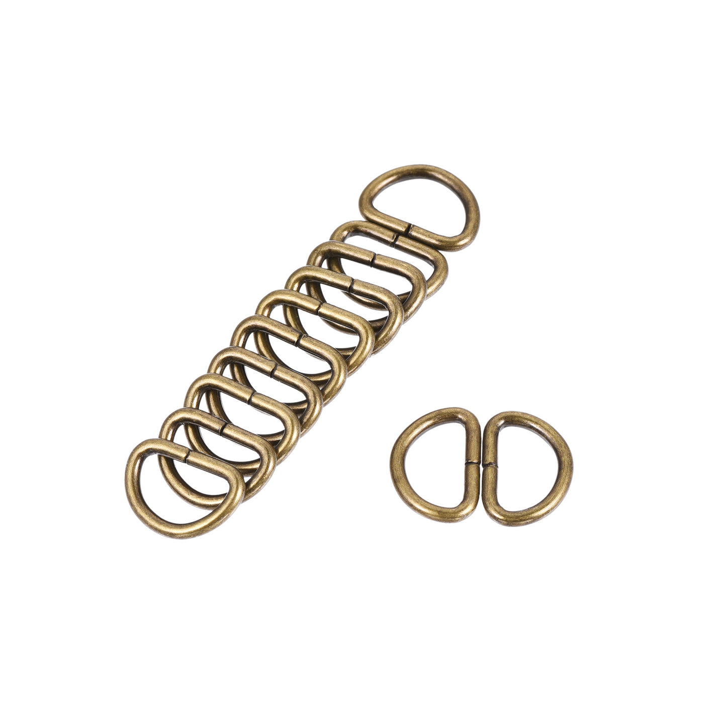 uxcell Uxcell Metal D Ring 0.39"(10mm) D-Rings Buckle for Hardware Bags Belts Craft DIY Accessories Bronze Tone 50pcs