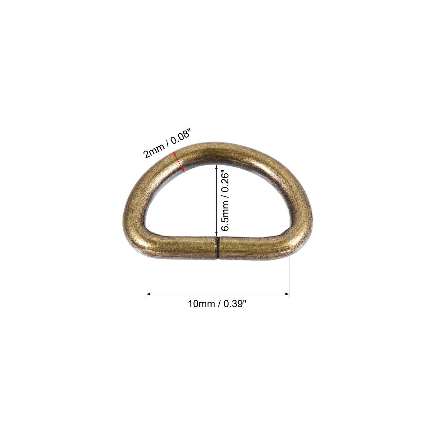uxcell Uxcell Metal D Ring 0.39"(10mm) D-Rings Buckle for Hardware Bags Belts Craft DIY Accessories Bronze Tone 100pcs